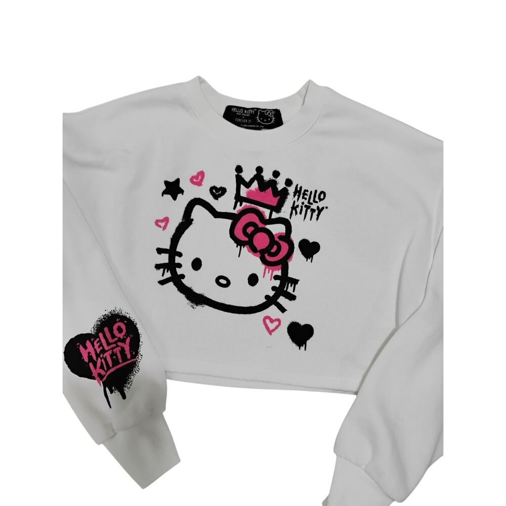 Hello Kitty Cropped Sweat Shirt Top Teen Size XS Forever 21